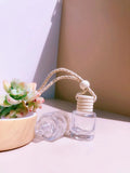 Car perfume pendant in glass with four style options for vehicle air freshening