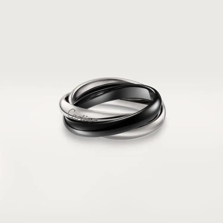 Sterling silver couple ring with full diamond setting in geometric U-shape design