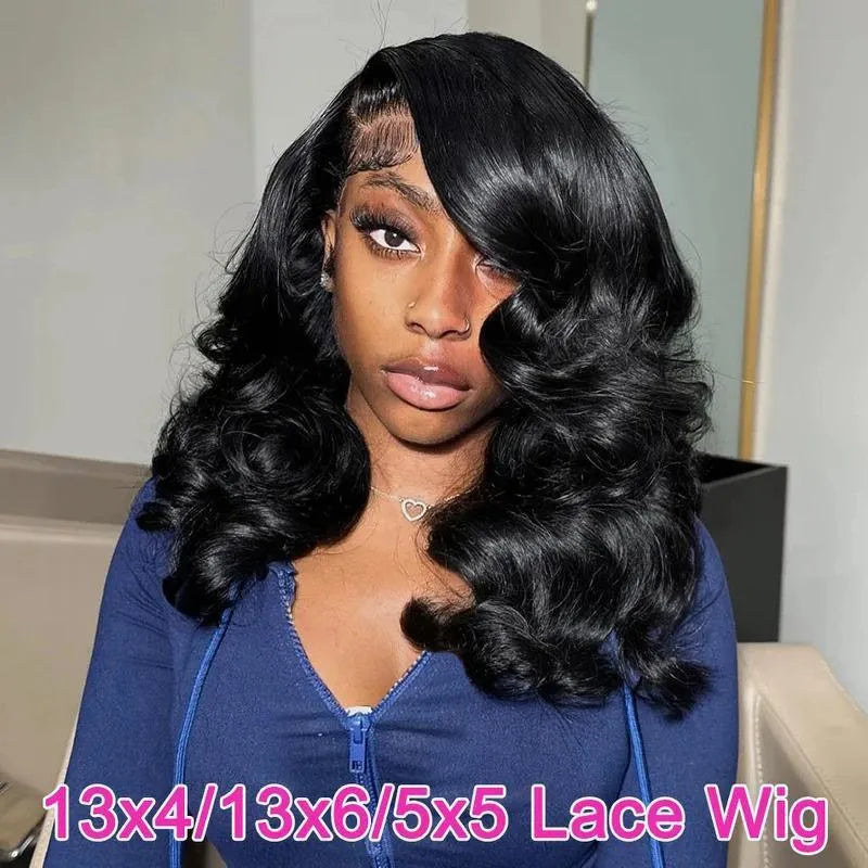 Women's black human hair lace front wig with natural hairline and elastic band on a mannequin head