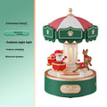 Carousel music box with ambience light showing rotating figurine and USB charging base