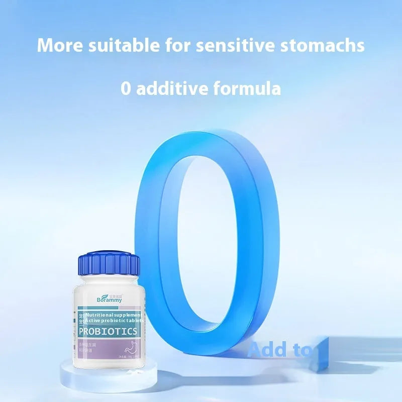 Bottle of 180 pet active probiotic tablets for dog and cat digestive health support