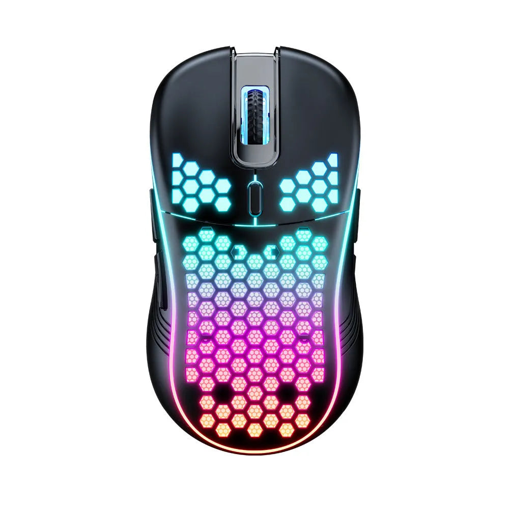 SA-1 black honeycomb shell gaming mouse with RGB lighting and 7 buttons