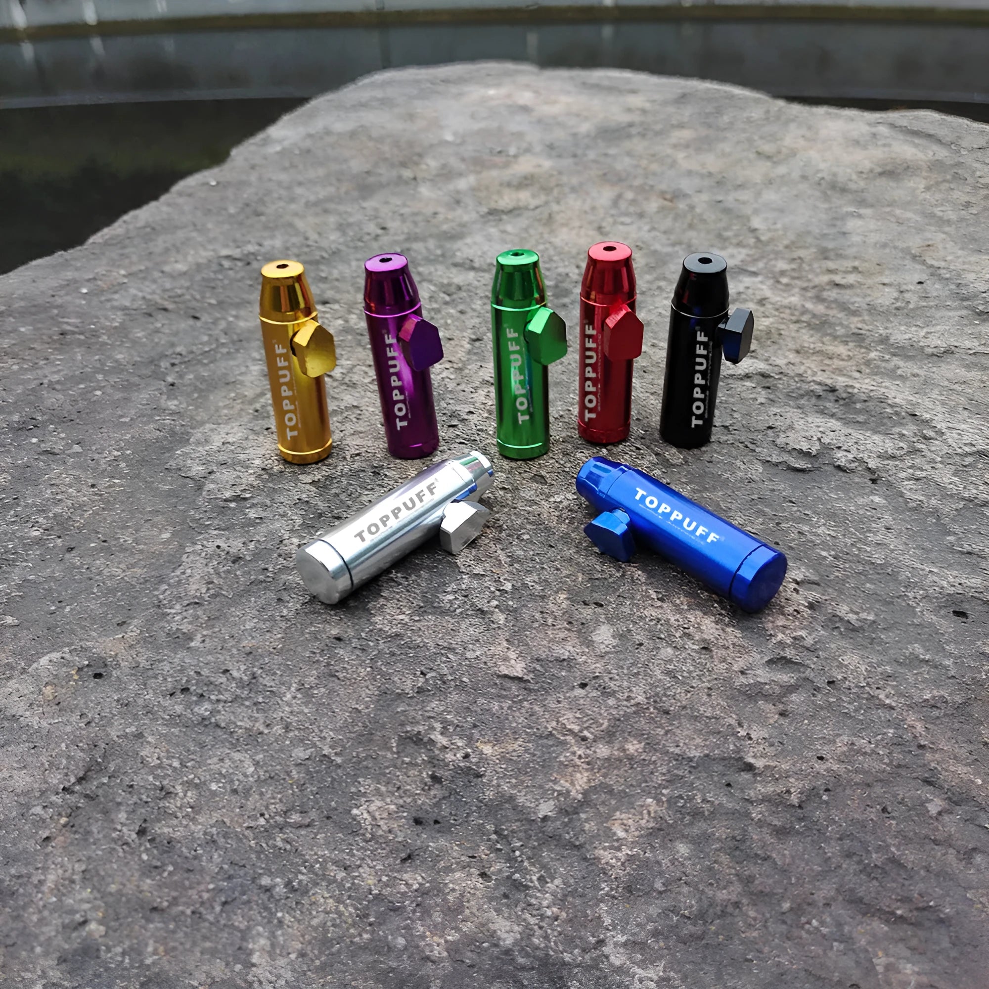 Aluminium alloy metal pipe cigarette holder with 53mm flat head in seven colour options