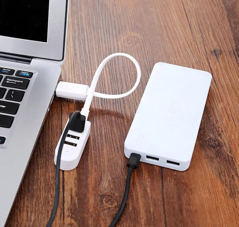 Multi-functional 3-port USB expansion hub with Micro USB cable for charging and data sync