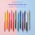 Set of double-headed wooden coloured pencils showing two pack size options: 6 pieces and 12 pieces.