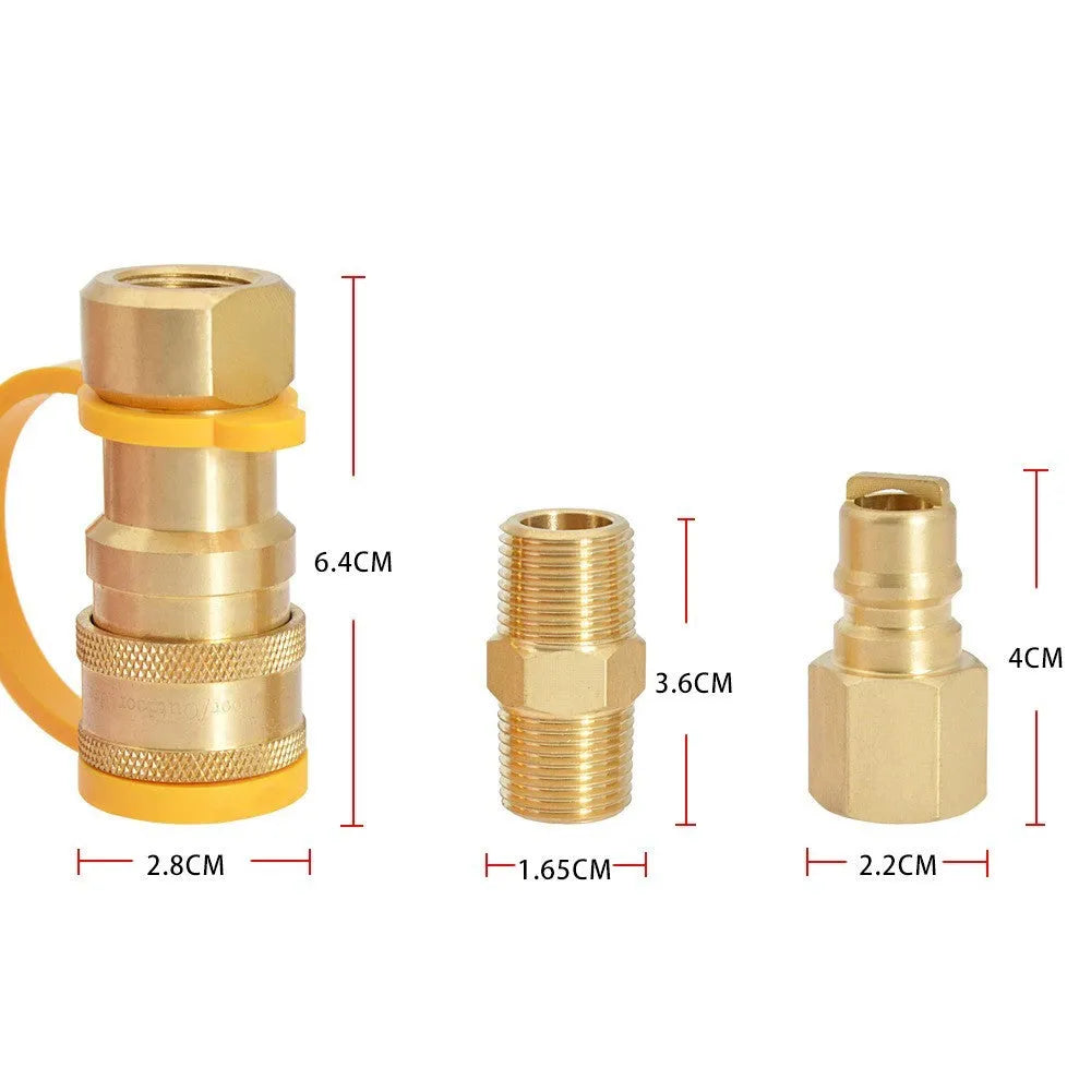 Gold brass gas propane charging connector with 3/8 American standard threads