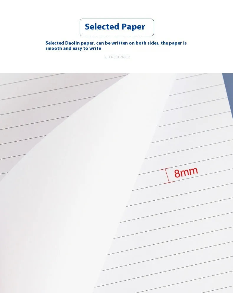 A4 tearable notebook with grid paper and wireless adhesive binding, shown in ivory white.