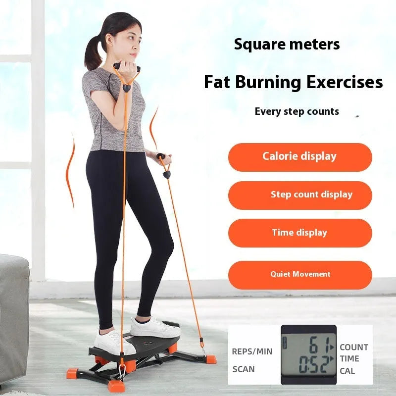 Black JS101A mini indoor fitness skiing machine with elastic hand straps.