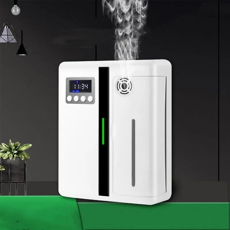 Wall mounted automatic perfume spray machine in white or black for home hotel aromatherapy with plug-in power