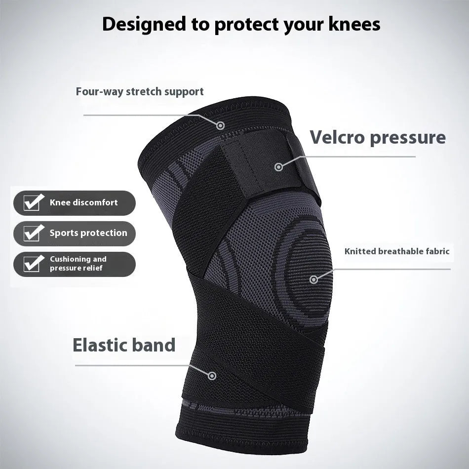 Non-slip nylon knee pads for sports protection in multiple colours on a neutral background.