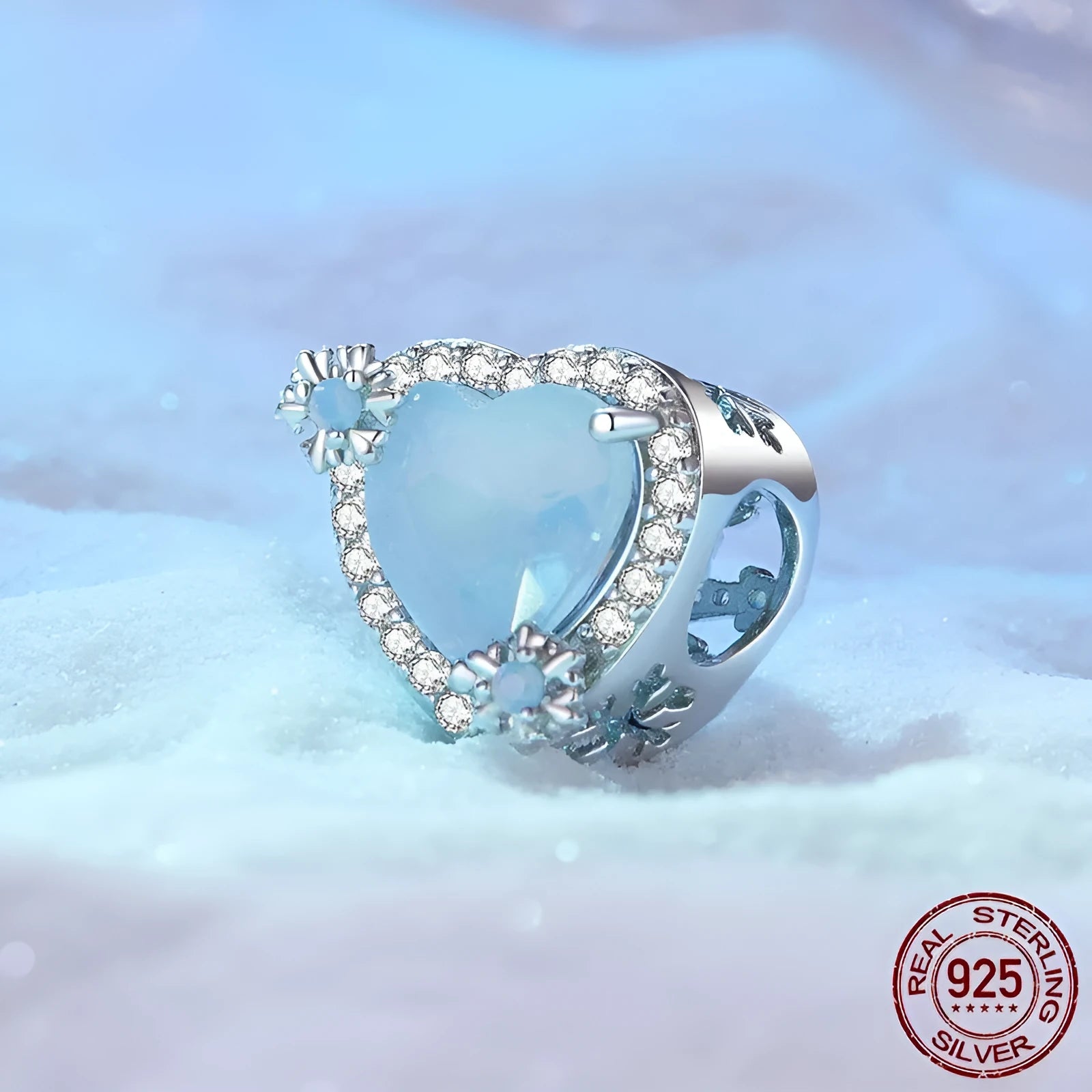 Love Ice And Snow 925 silver DIY bead 12x12mm BSC932 colour with 4.5mm aperture on white background