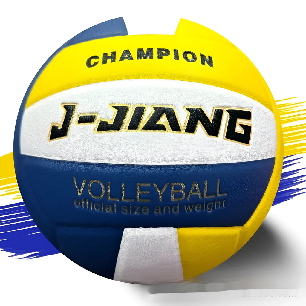 Size 5 PU volleyball in blue, yellow, and white for youth indoor and outdoor competition training