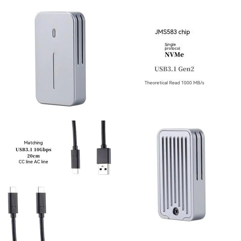 Aluminium alloy 10Gbps dual protocol SSD enclosure with CNC shell