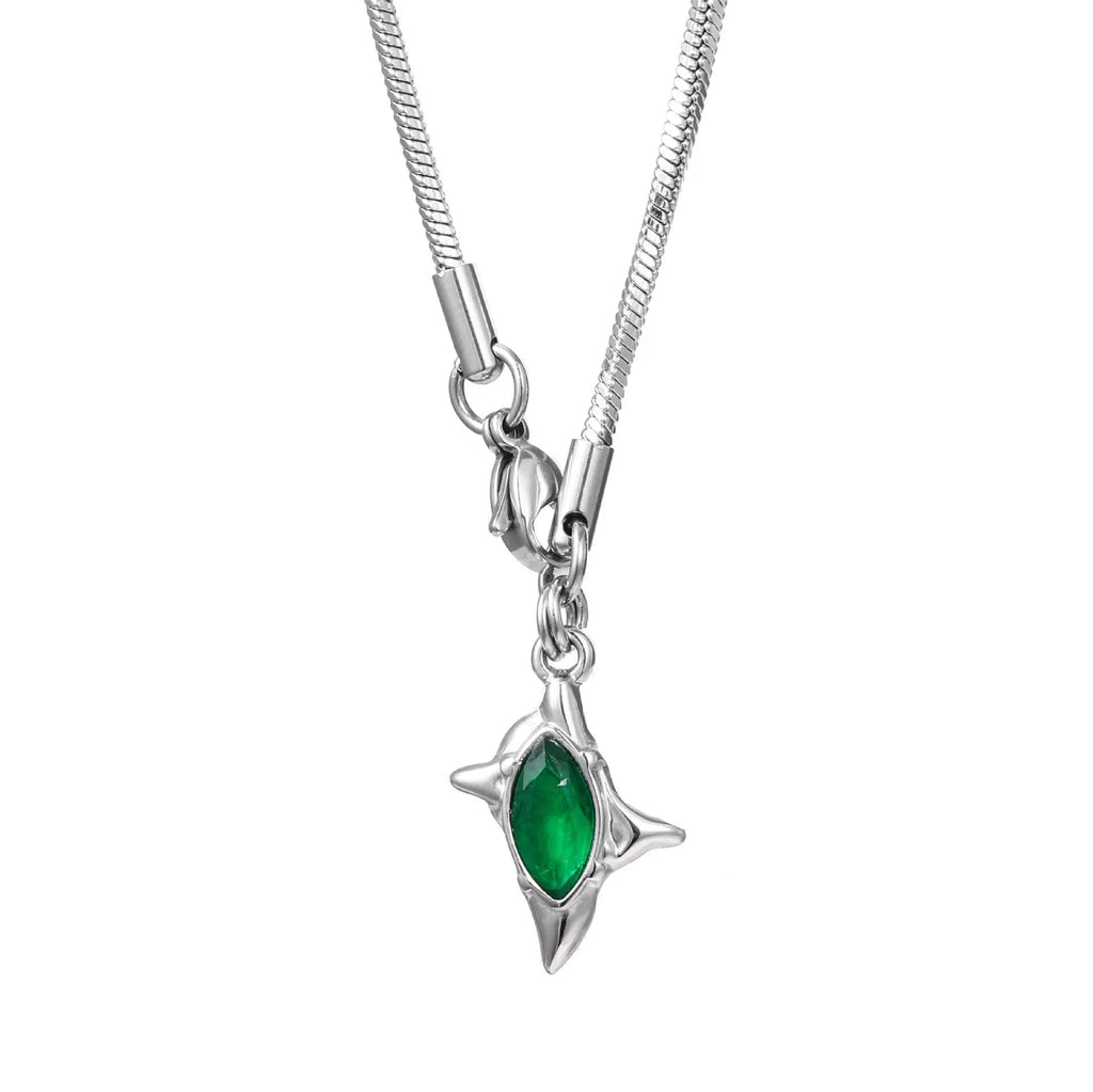 Gemini titanium steel clavicle necklace, 50cm polished chain, water ripple constellation pendant, unisex design
