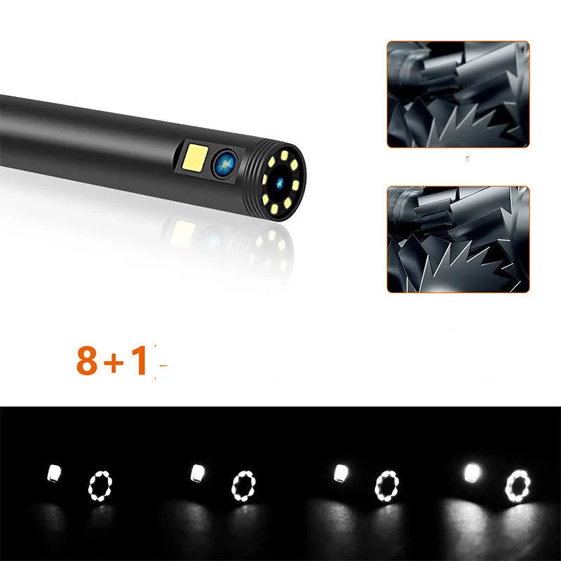 F300 wireless dual lens endoscope with 5.5mm and 8mm waterproof probes for smartphone inspection