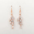 Fashion leaf earrings with zircon accents in coloured rose gold electroplating finish