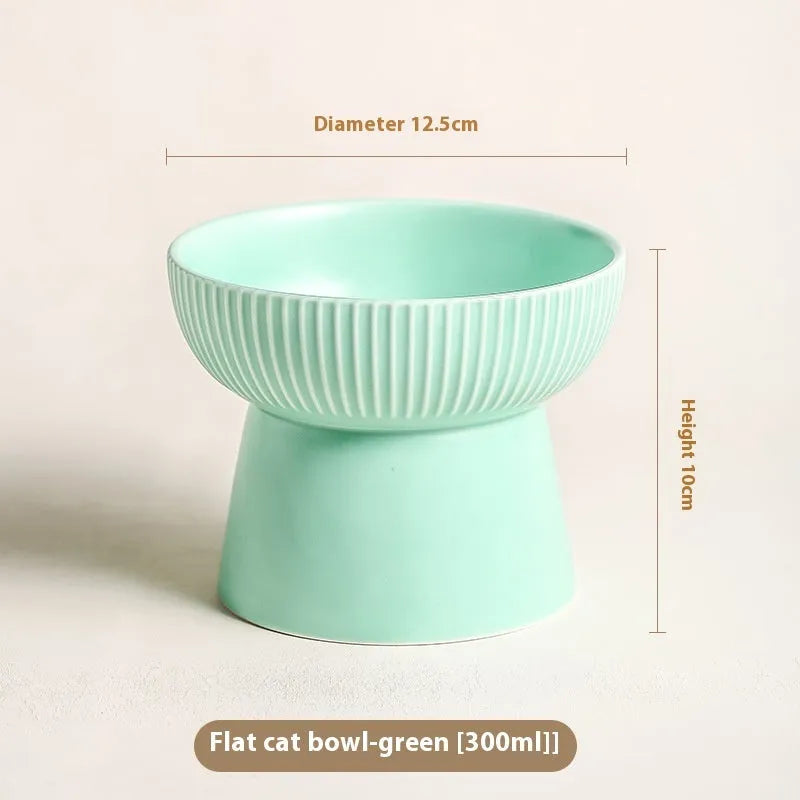 Striped oblique matte purple anti-tumble porcelain cat goblet rice bowl on a light background