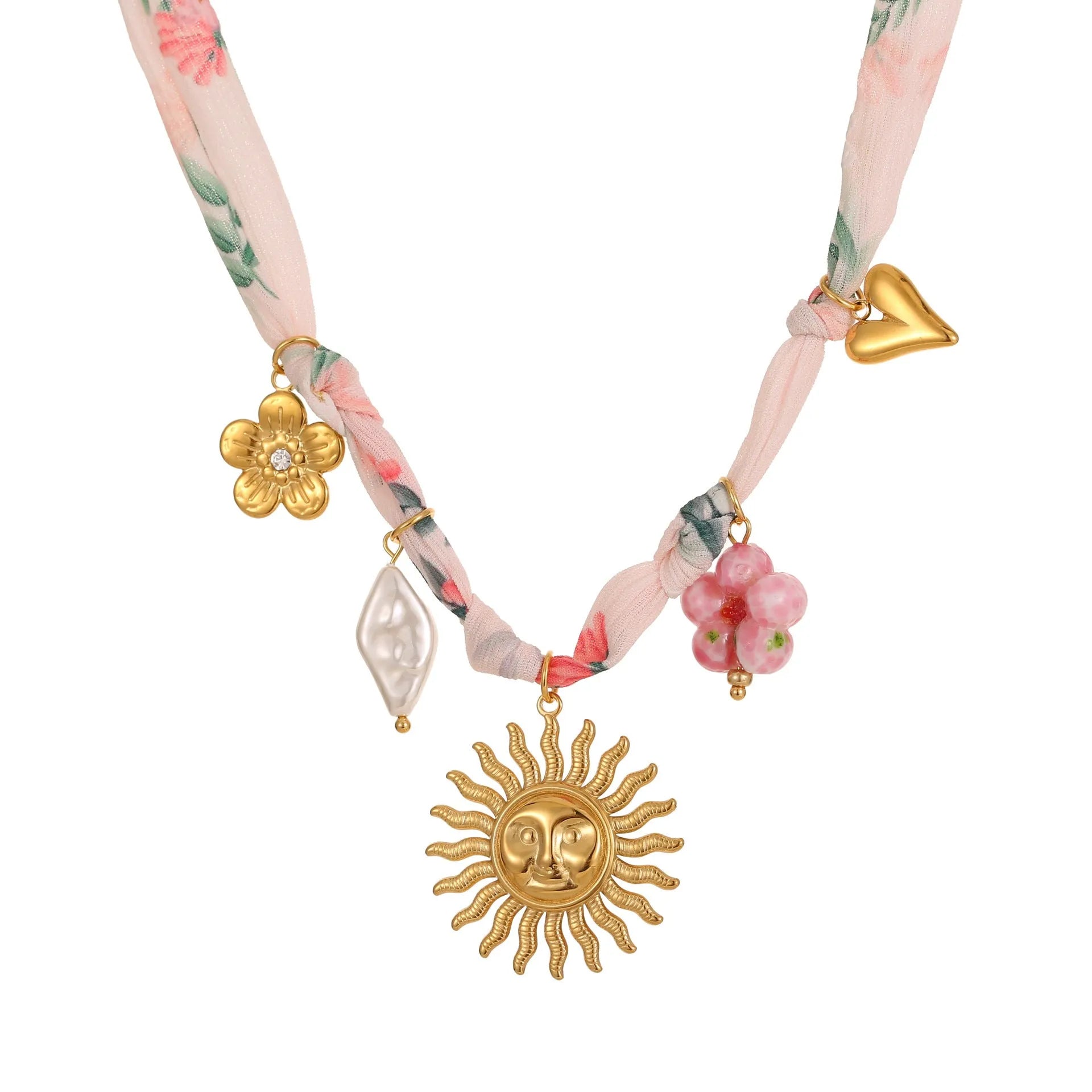 Stainless steel necklace with an 18K gold electroplated geometric pendant on an adjustable chain.