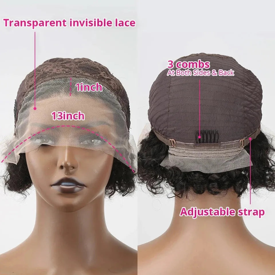 Black human hair wig with 13x1 lace front construction for daily wear