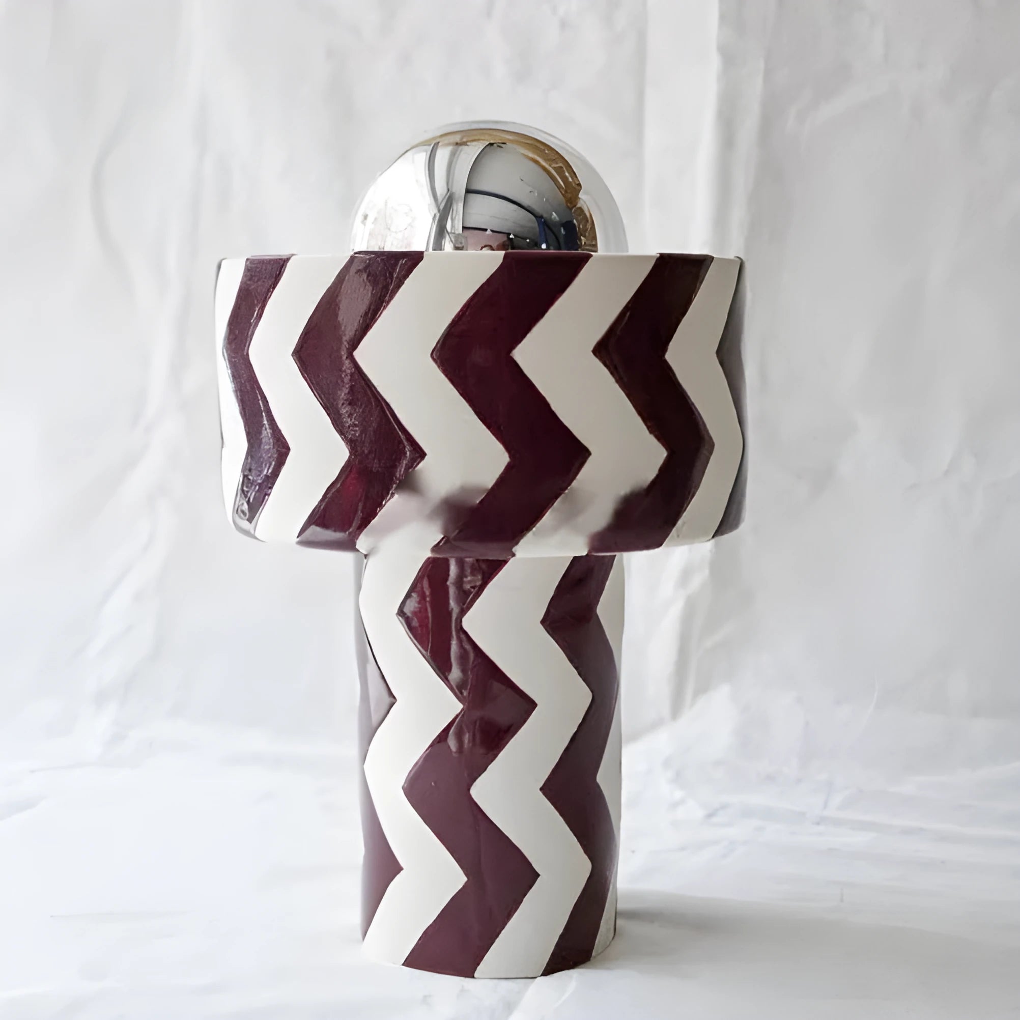 Striped table lamp with matte finish for model house or bedroom display, 200-300mm size