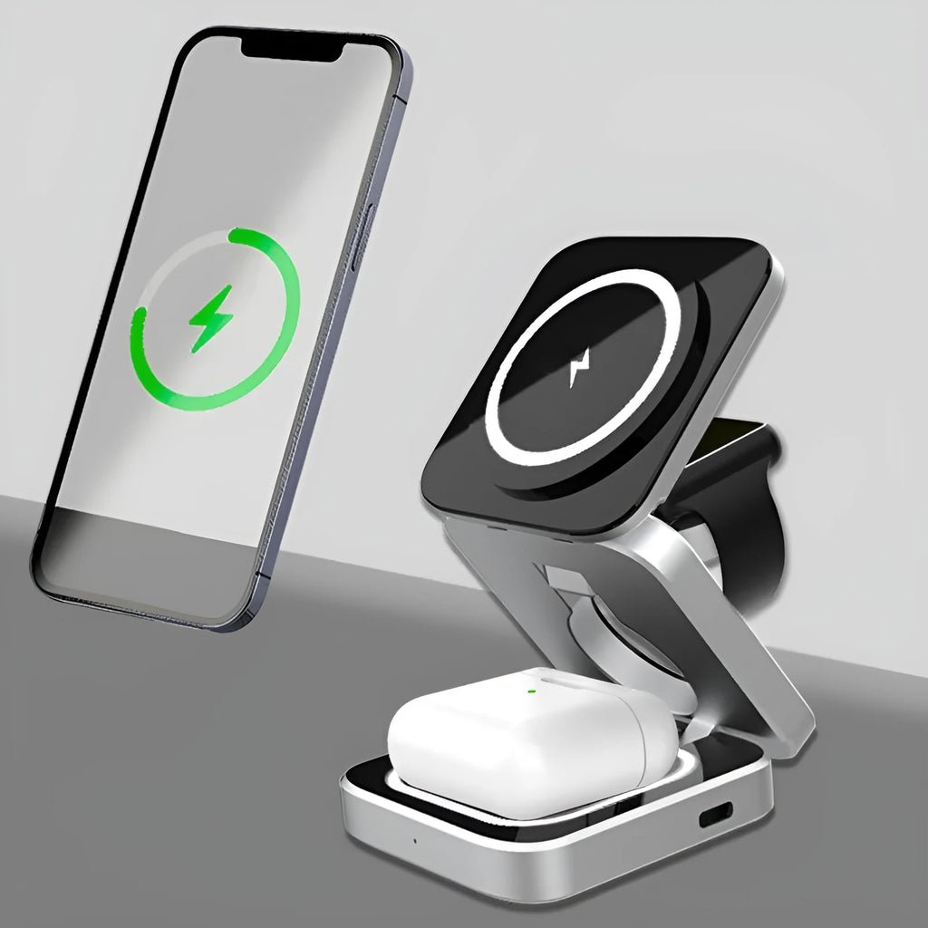 Desktop wireless charging bracket with folding design for Apple Samsung Google Pixel Watch