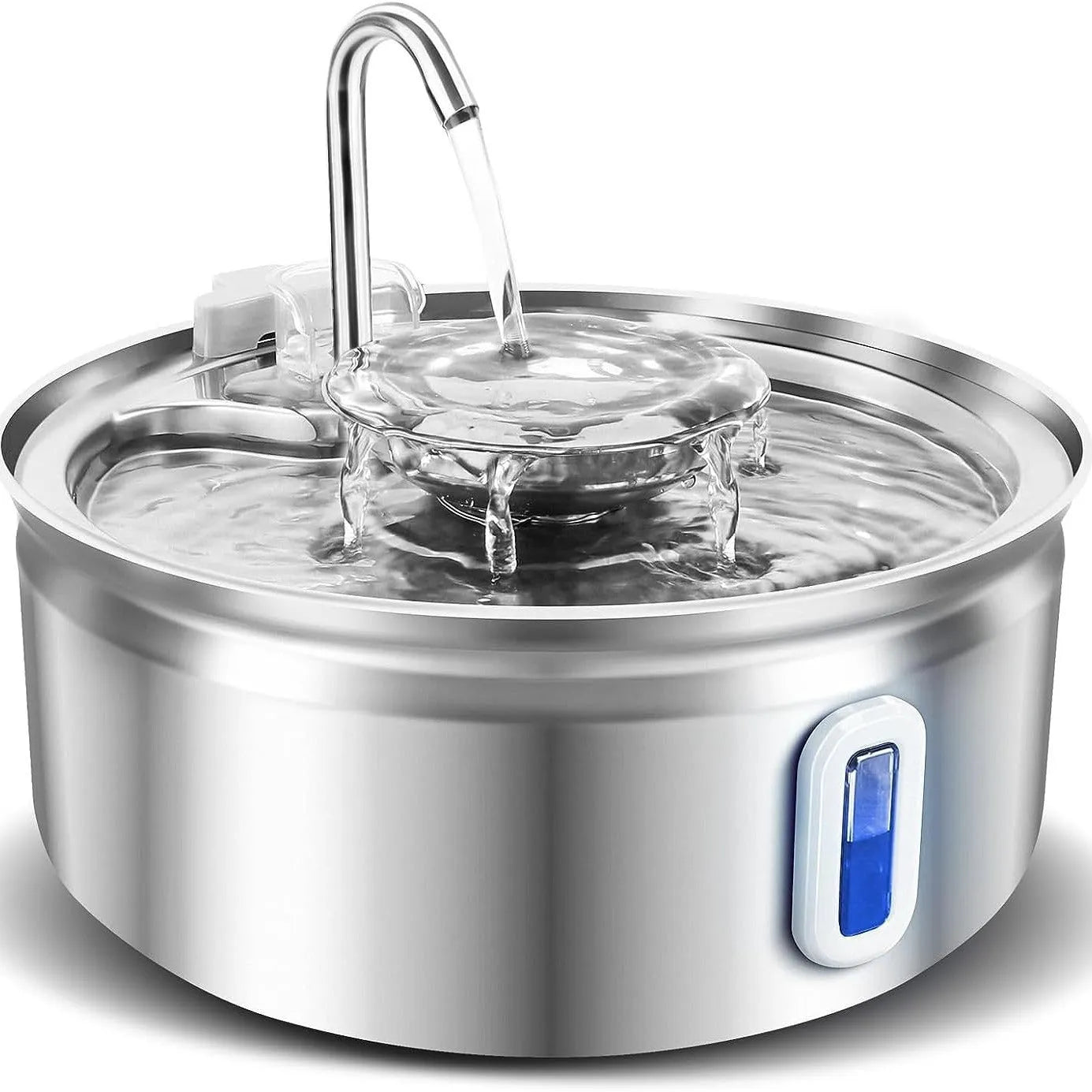 Smart pet water dispenser with stainless steel faucet and transparent window, 3.2L capacity