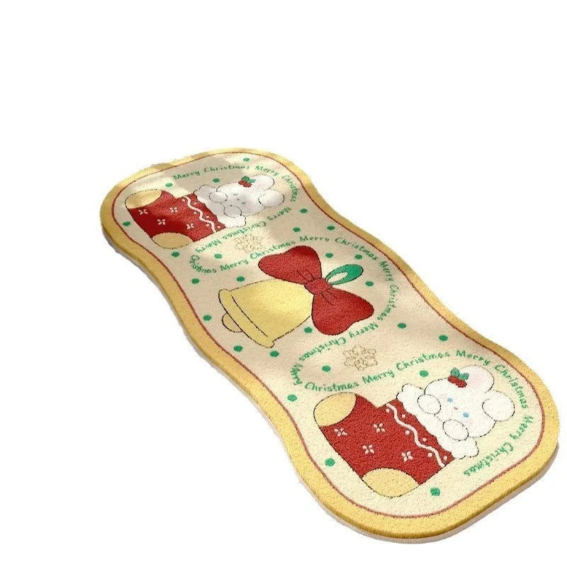Christmas imitation cashmere rectangular floor rug with festive pattern option.