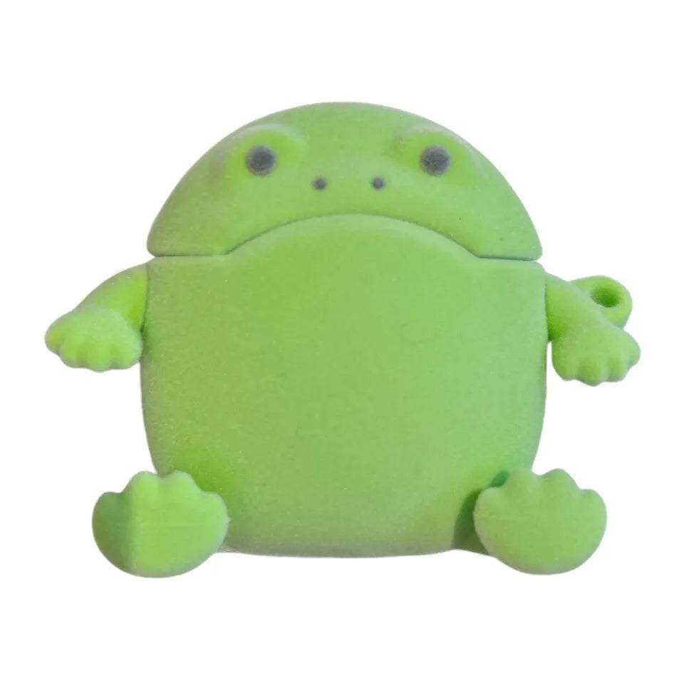 Japanese and Korean flocking frog TPU protective cover for AirPods with embossing and lanyard