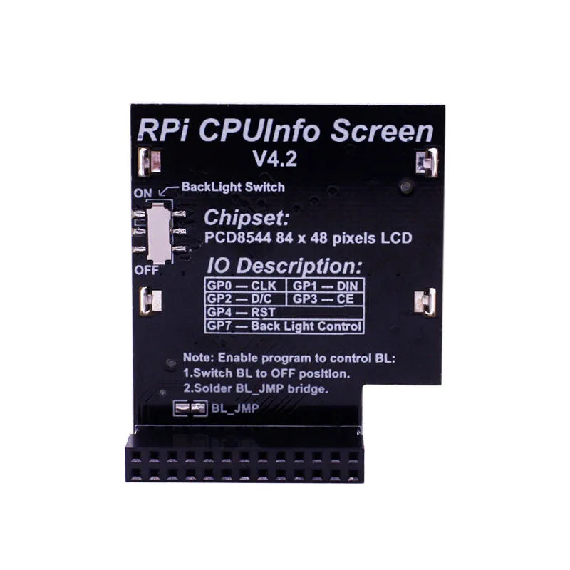 Raspberry Pi 1.6-inch LCD display screen with backlight switch for CPU monitoring