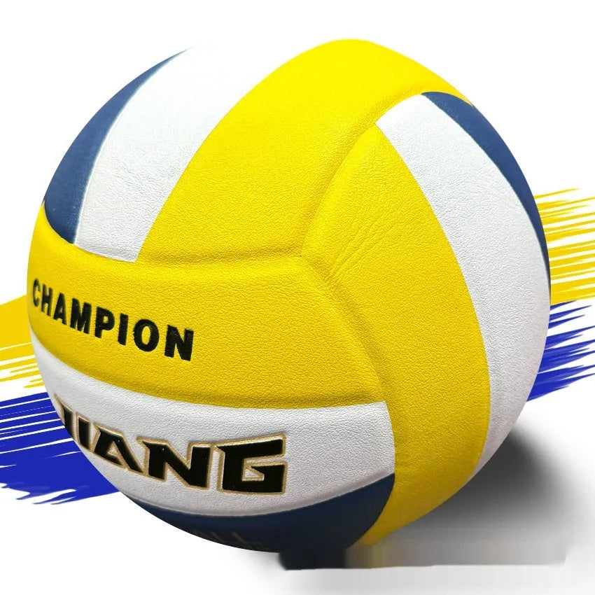 Size 5 PU volleyball in blue, yellow, and white for youth indoor and outdoor competition training