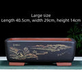 Handmade purple clay rectangular bonsai pot for traditional plant cultivation in three colour options