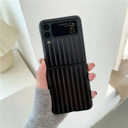 Samsung Z Flip3 flip phone case in ultra-thin PC, showing colour options: black, red, pink, silver, gold, sky blue, light green.