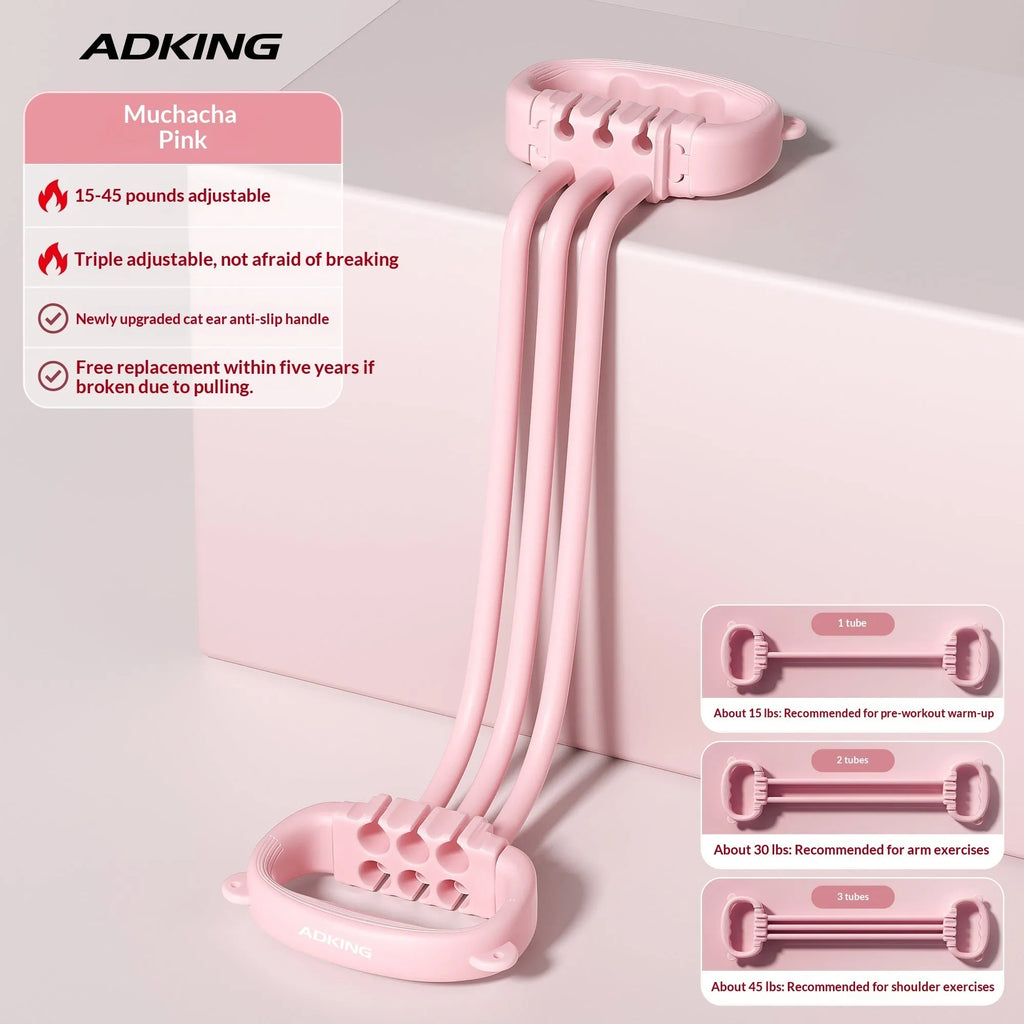 New 8-shaped resistance puller for women, back opener and shoulder exerciser with cat ear handle, available in pink, purple, and blue