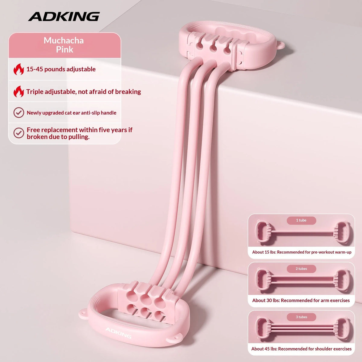 New 8-shaped resistance puller for women, back opener and shoulder exerciser with cat ear handle, available in pink, purple, and blue