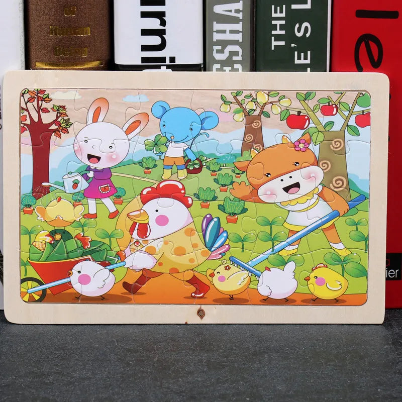 80 piece wooden animal jigsaw puzzle in iron box with non-toxic paint for children aged 3+