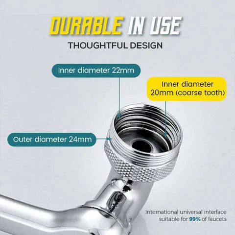 Swivel universal extension bubbler with 1080 degree rotation and two water modes in silver copper finish for faucet