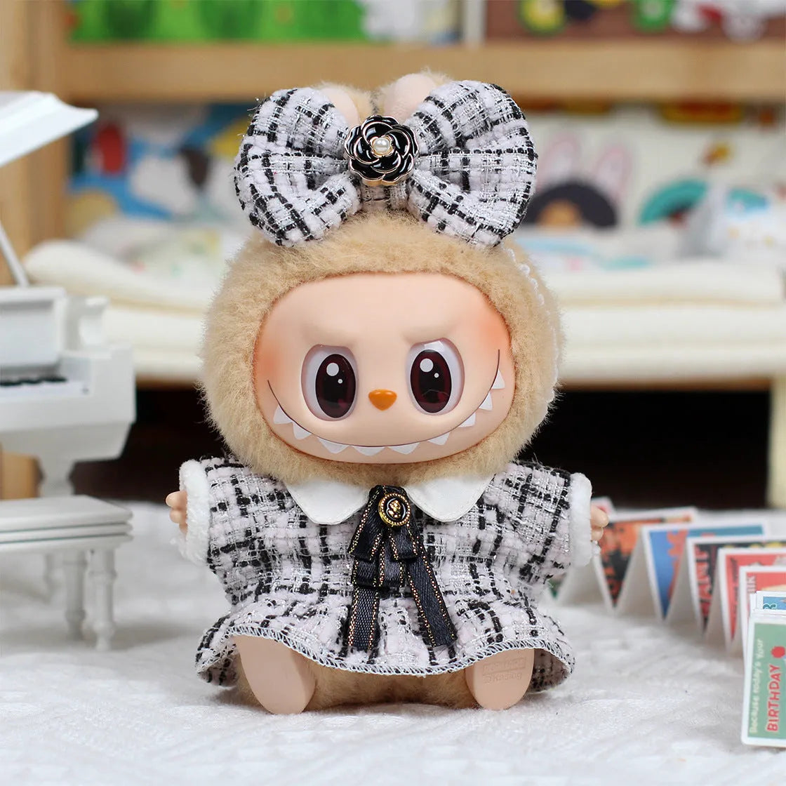 Doll clothes for second generation ragdoll in short plush black fabric