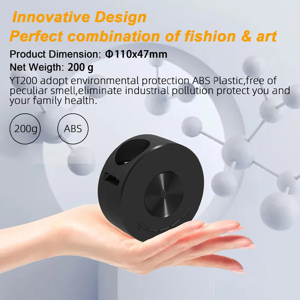 Black portable mini projector for children with mobile phone connectivity measuring 110mm x 110mm