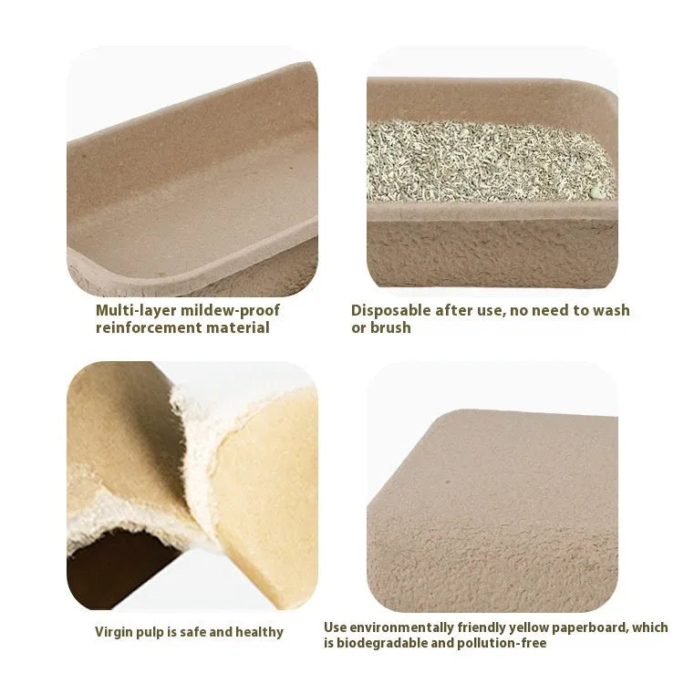 Brown disposable waterproof cat litter box with environmentally friendly degradable materials in three size options
