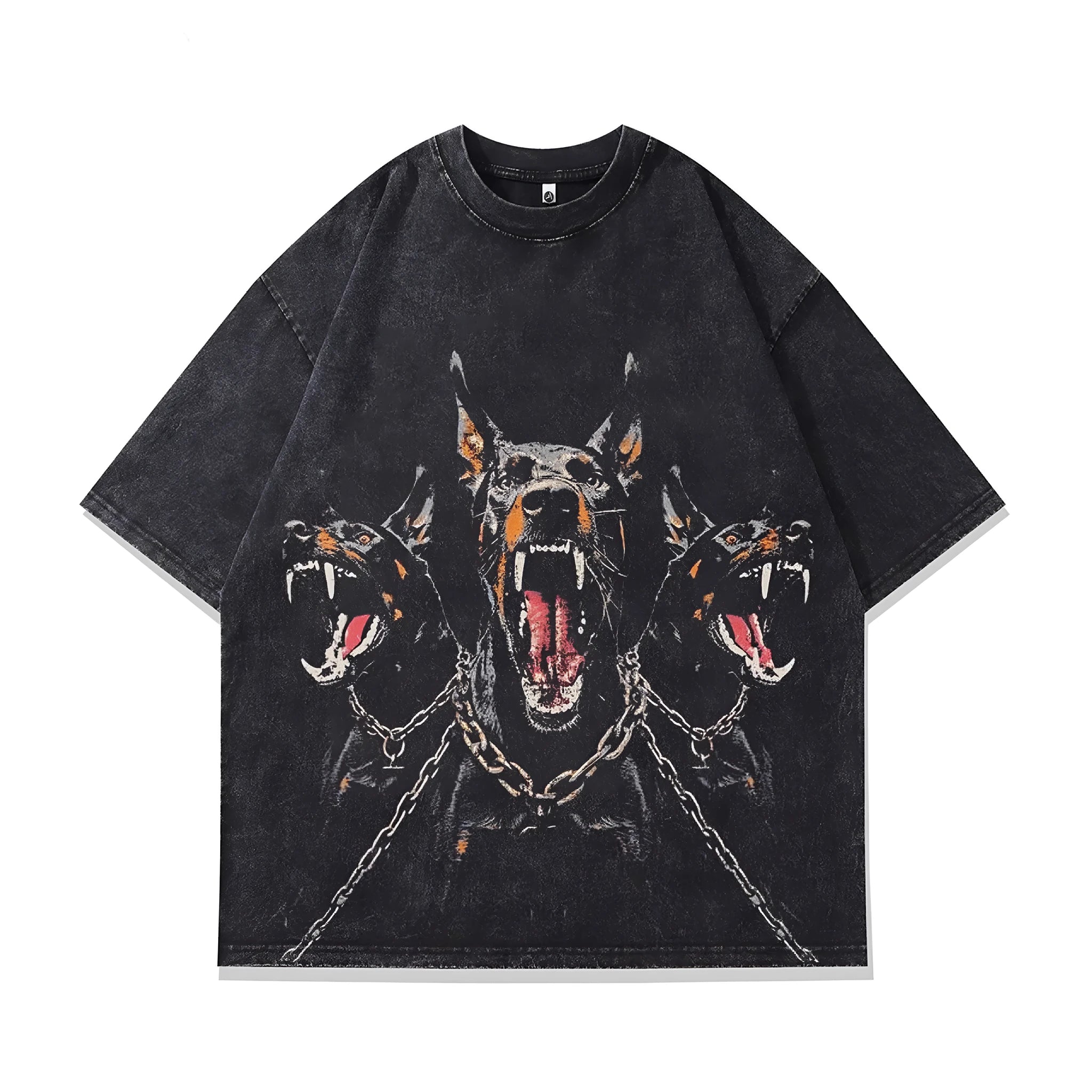 Men's printed cotton t-shirt with character pattern design and short sleeves