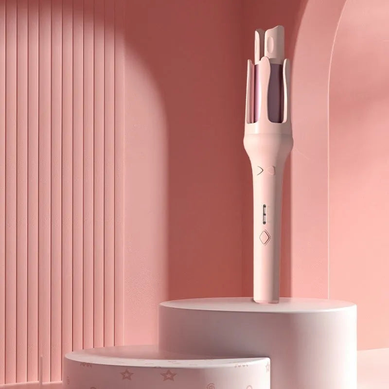 Automatic hair curler with 32mm ceramic-coated barrel in white colour variant with pink accents