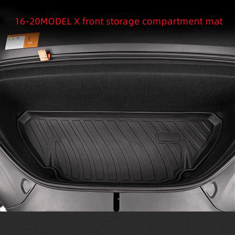 Custom rubber and TPE floor mat set for Tesla Model 3, Y, X, and S interior protection.
