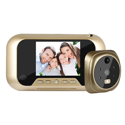 Gold 2.8 inch video doorbell with infrared night vision lens and LCD screen