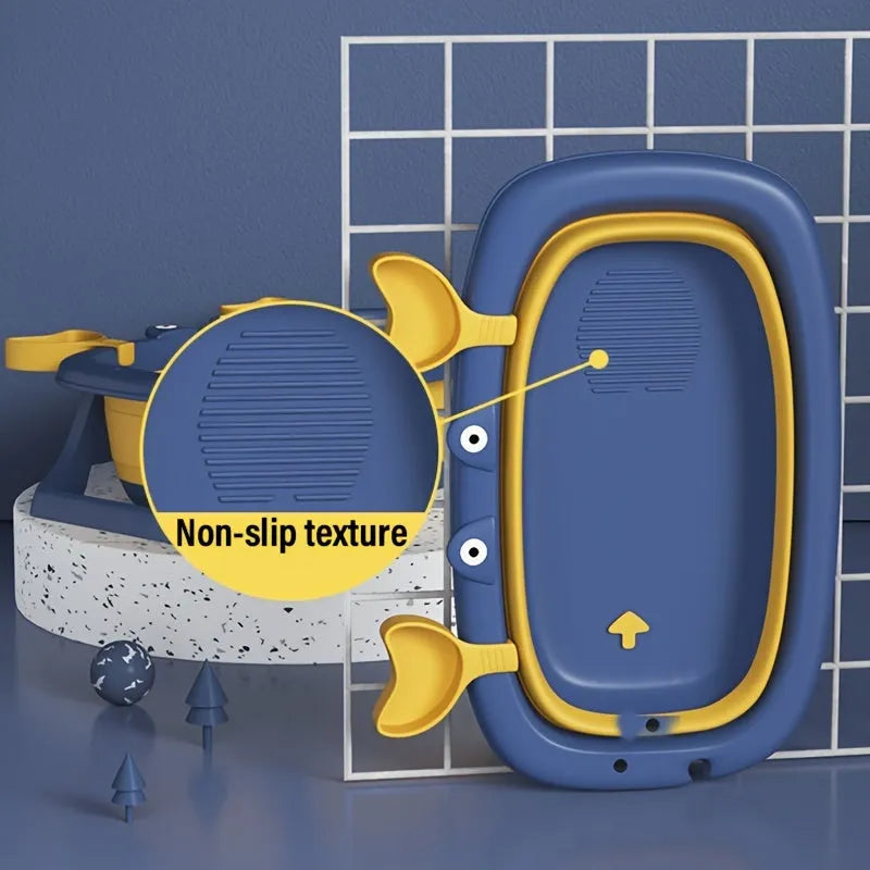 Blue foldable portable plastic pet bathing tub for small dogs and cats.