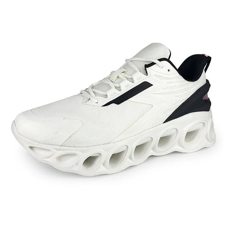 Men's low-top casual sports shoes in mesh with lace-up front and EVA sole, shown in black colour.