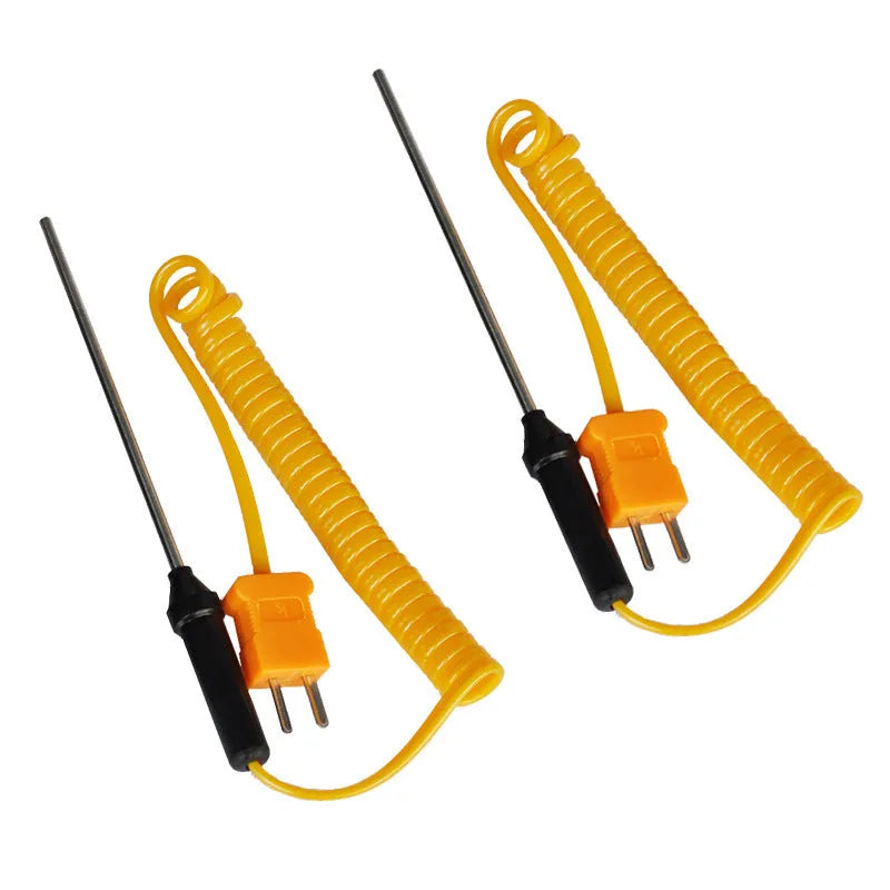 Stainless steel K-type thermocouple temperature sensor with needle probe, 1050mm wire, and flat plug