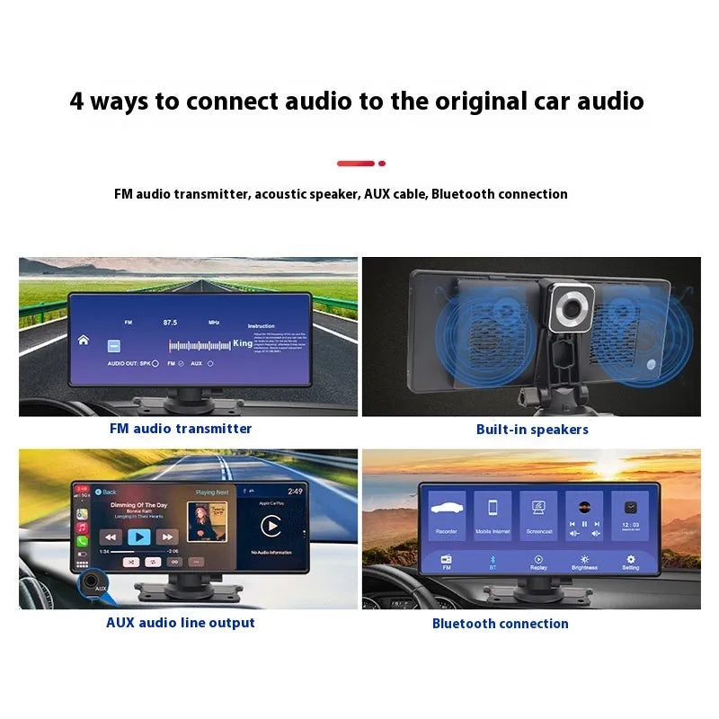 1026-inch car GPS navigator with dual camera touch screen Carplay front recording black PC PVC