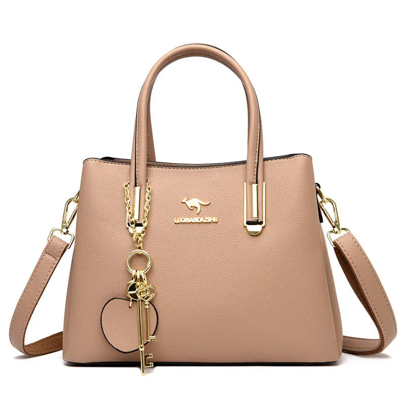 Horizontal square lychee texture PU women's handbag in multiple colours, 28x22x12.5cm