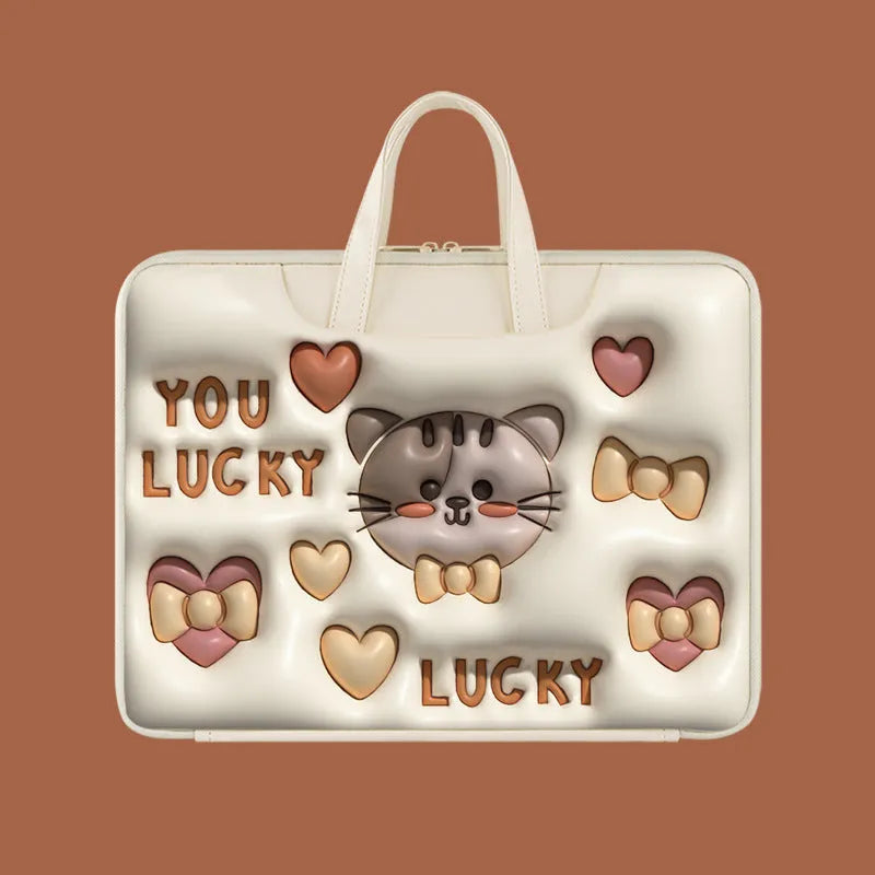 Inflatable laptop bag in PU leather with detachable suitcase strap and built-in air pillow