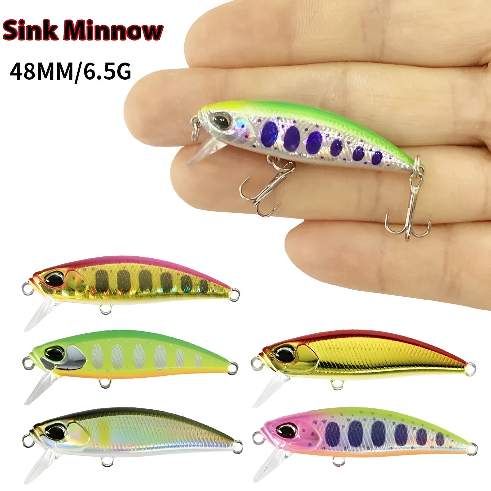 Japanese Submerged Mino soft plastic fishing lure, 48mm length, shown in one of fourteen available colours.